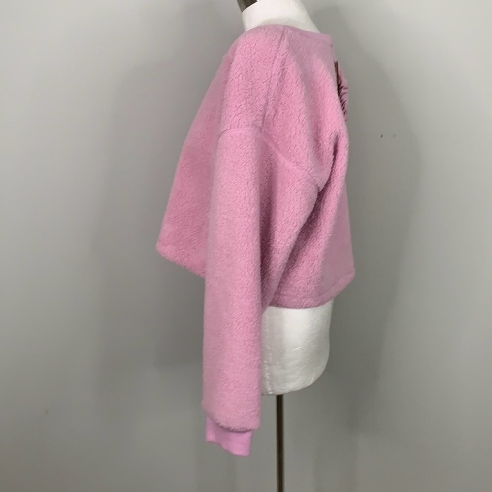 Splendid Rose Pink Ashley Cropped Teddy Sweatshirt! EUC - Picture 2 of 10